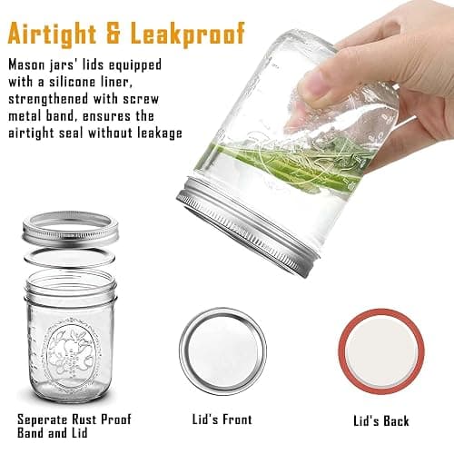 Miuyhji Wide Mouth Mason Jars 16 oz with Lids [6 Pack], Canning Jars with Metal Airtight Lids and Bands, 16 oz Glass Jars for Fermenting, Pickling, Freezing, Preserving, Meal Prep, Jar Décor thumbnail 4