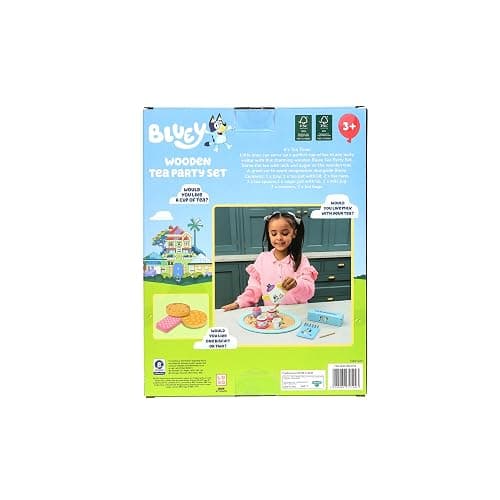 Bluey – Tea Party Set – Wooden 18-Piece Pretend Play Set with Tray, Teapot, Tea Cups, Biscuits, and Notepad for Children 3 Years and up – Imaginative Fun and Role-Playing, FSC Certified thumbnail 6