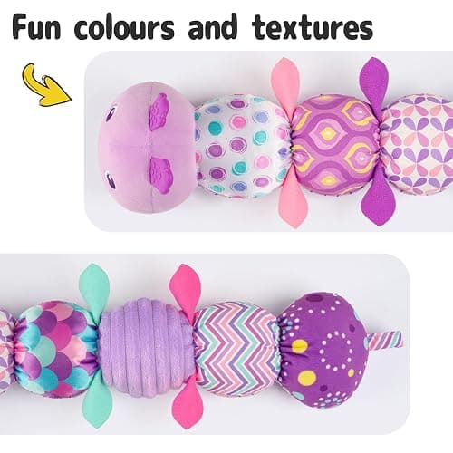Sumobaby Infant Baby Musical Multi-Sensory Caterpillar, Stuffed Animal Activity Soft Toys, for Tummy Time Newborn 0-3-6-12 Months Girls, Purple thumbnail 5