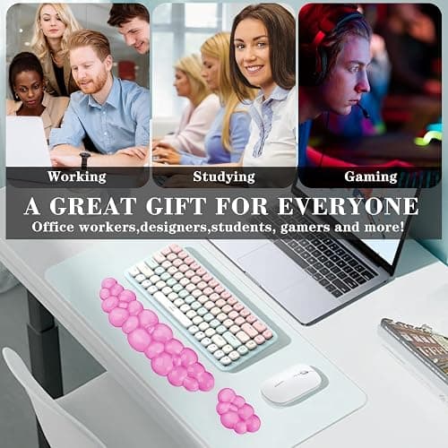 Gel Cloud Keyboard and Mouse Wrist Rest, Cute Wrist Support and Arm Support Keyboard Rest for Keyboard and Mouse Typing Pain Relief，Suitable for Office/Computer/Laptop/Gaming (Pink) - Pink thumbnail 7