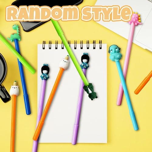 Muiyaneq 50 Pcs Cute Cartoon Gel Black Ink Pens, Random Novelty Kawaii Gel Black Ink Pens Bulk for Kids, Back to School Assorted Cool Writing Pen for Student Gift, School Office Home Supplies Present thumbnail 6