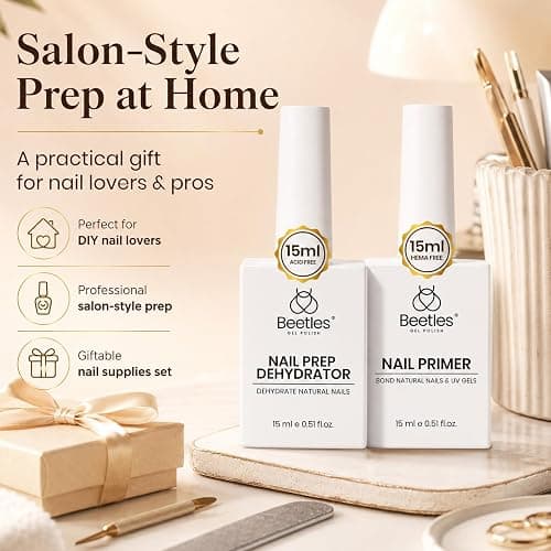 Beetles Nail Dehydrator and Primer Set, 2Pcs 15ml, HEMA-Free | Acid-Free Natural Nail Prep with Fast-Dry Dehydrator and Bond Primer for UV Gel Nails and Professional Salon Use thumbnail 7