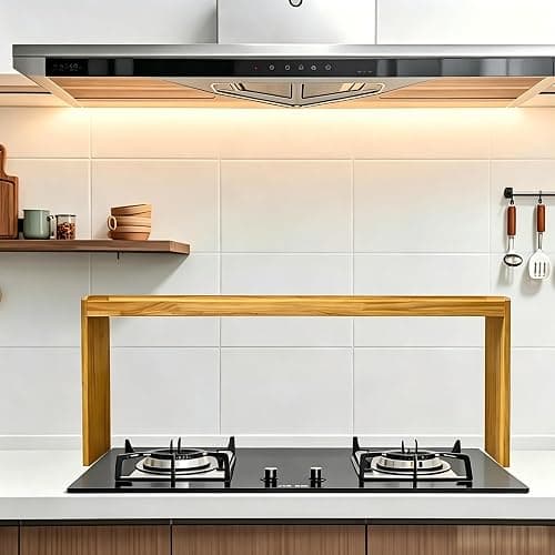 SEAHIXUSS Bamboo Wood Over the Stove Spice Shelf for Kitchen Storage, 31.5" Spice Rack Organizer Stove Top Shelf with 6 hooks, 11.4" Height Extra Oven Back Sink Countertop, Easy to Assemble thumbnail 5