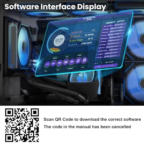 120MM AIO CPU Cooler with Digital Display, 120mm Liquid Cooling, ARGB PWM Fans,LGA 1700/1200/115X/1366/775, AMD AM5/AM4, Black thumbnail 2