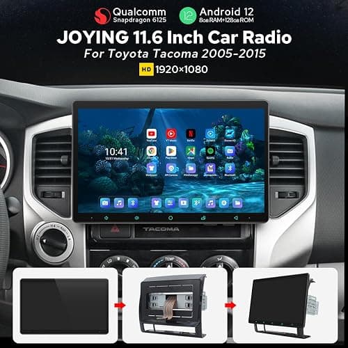 Joying Car Radio 11.6 Inch for Toyota Tacoma Stereo 2005-2015 Plug and Play Head Unit 1920 x 1080 with Wireless Carplay Android Auto 8GB+128GB Support SWC, Split Screen, 48-Band EQ(JY-TZ116N8) - 2005-2012 Without JBL thumbnail 2