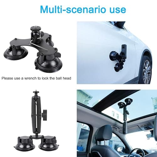 PellKing Suction Car Mount for Insta360 x5,x4, x3, x2, x,One RS,R Compatible with GoPro Max DJI OSMO 360 Camera 5 in 1 Suction Mount Kit for Action Cameras (Includes 44.9-inch Selfie Stick) thumbnail 3