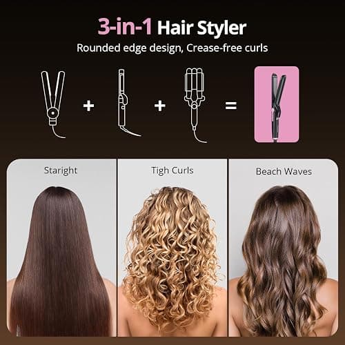 CrazyMar 2 in 1 Hair Straightener and Curler, Professional Straightener with 9 Adjustable Temp&360° Cool Airflow&Auto Shut-Off&Anti-Scald Shell&Digital Display&Dual Voltage&Ionic for Short&Long Hair thumbnail 2