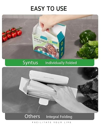 Syntus Slow Cooker Liners, 30 Count Cooking Bags Large Size Disposable Pot Liners Plastic Bags, Fit 3QT to 8QT for Slow Cooker Cooking Trays, 13"x 21", 30 Liners thumbnail 7