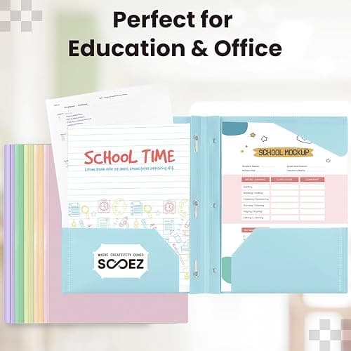 Sooez Folders with Pockets and Prong, 6 Pack, Pastels Colors, File Folders with Prongs, 2 Pocket Folders Bulk, Plastic Folder, School Folder College Supplies, Aesthetic Nursing Cute School Supplies thumbnail 6