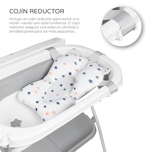 MS BabyWorld - Baignoire haute ZOE + Réducteur | Matelas à langer, coussin réducteur et panier | Confortable et facile à ranger | Avec bouchon et tuyau de vidange, pieds antidérapants | Pliable thumbnail 6