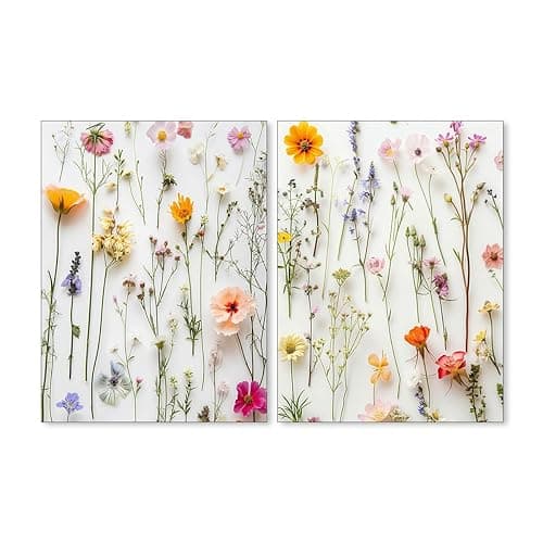 WLZWD Pressed Flower Wall Art Vintage Nature Wildflower Poster Set of 2 Trendy Botanical Floral Canvas Pictures for Living Room Bedroom Wall Decor 12x16 inch Unframed