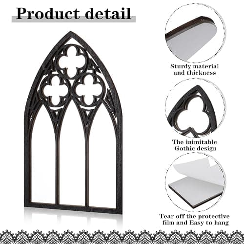 BOUMUSOE 3 Pack Gothic Mirrors, Cathedral Arch Frame, Tiny Gothic Room Decor - 9.8 inches Spooky Decorative Rustic Wall Hanging for Bedroom & Bathroom thumbnail 4