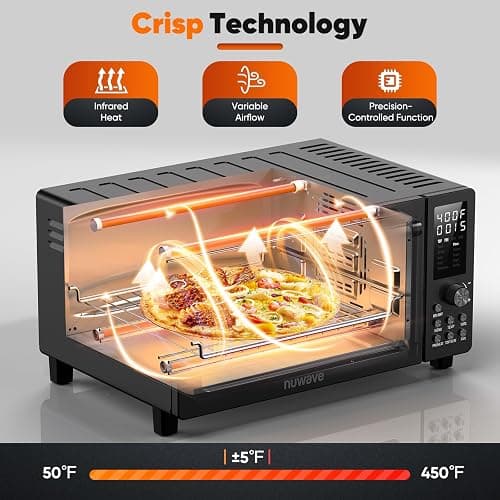 Nuwave Bravo Pro Convection Air Fryer Toaster Oven Combo, 2025 New and Improved, 10-in-1, 50°-450°F Temp Controls, Quick & Even Crisp Technology, 21Qt Capacity, Black, PFAS Free - Black thumbnail 4