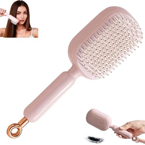 Self Cleaning Hair Brush, 2026 Upgrade Retractable Cushion Massage Comb, Anti Static Self Cleaning Hair Brush, Hairs Styling Tools for All Hairs Types, One-pull - Image 1
