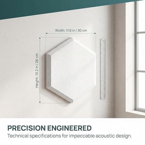 18 Pack Hexagon Acoustic Panels, 11.8 x 10.2 Inch Self Adhesive Sound Absorbing Panels, High Density Polyester Acoustic Wall Panels for Recording Studio, Home Office, Podcast Room, Gaming Room thumbnail 2