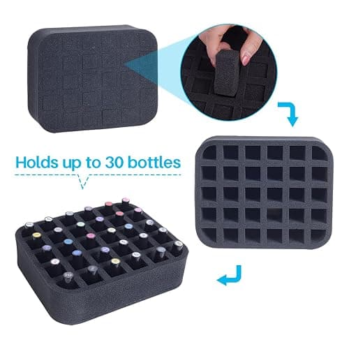 YAHOURWAT 2 Pack Nail Polish Organizer Holder Foam Pad with Slots for Storage 60 Bottles (15ml/0.5fl.oz) Nail Polish or Essential Oil Tray for Drawers Black thumbnail 3