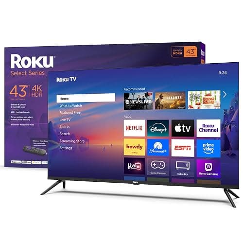 Roku Smart TV 2025 – 43-Inch Select Series, 4K HDR TV – RokuTV with Enhanced Voice Remote – Flat Screen LED Television with Wi-Fi for Streaming Live Local News, Sports, Family Entertainment - Image 1