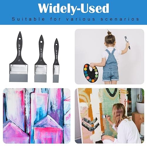 Falling in Art Silicone Paint Brush Set, Lined Edged Flexible Color Shapers, Flat Shaped Painting Tool for Water Based Acrylic Paints, Gouache, Oil, and All Water soluable Mediums 3Pcs(1'', 2'', 3'') thumbnail 7