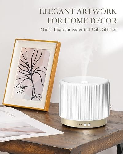 Onaboviva 280ml Ceramic Essential Oil Diffuser,Ultrasonic Cool Mist Decorative Aromatherapy Diffuser with Auto Shut-Off,Quiet Operation,3 Timer Settings for Large Rooms,Home,Office,SPA,Yoga & Bedroom thumbnail 6