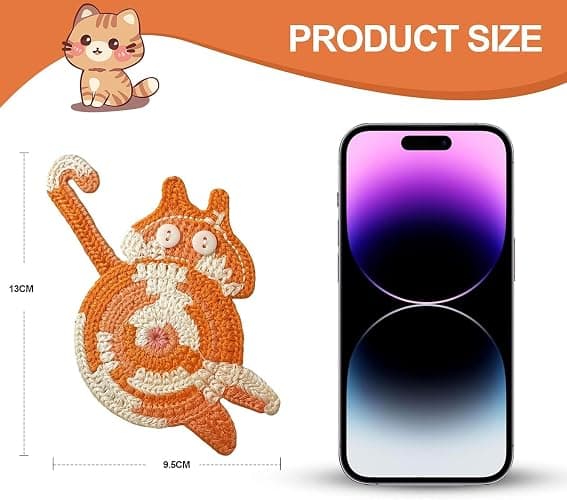 iYZZGH Drink Coaster, Woven Creative Coasters for Cat Lovers, Gag Gifts Cat Coffee Coaster for Desk Accessories Home Decor Tabletop Protection(Cat-4PCS) thumbnail 3