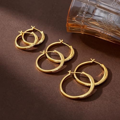 14K Gold Earrings for Women 20mm/25mm/30mm Gold Hoop Earrings Gold X-shaped Huggie Earrings thumbnail 5