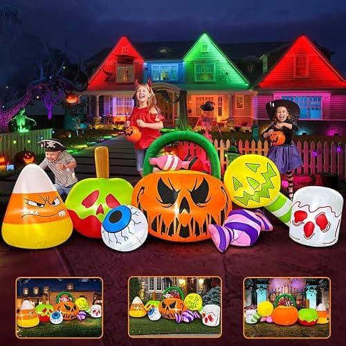 10 FT Halloween Inflatable Blow up Outdoor Decorations Pumpkin Ghost Combo, Halloween Decorations Outdoor Inflatable Bow Up Pumpkin Decoration Outdoor with LED Inflatable Halloween for Yard Garden thumbnail 3