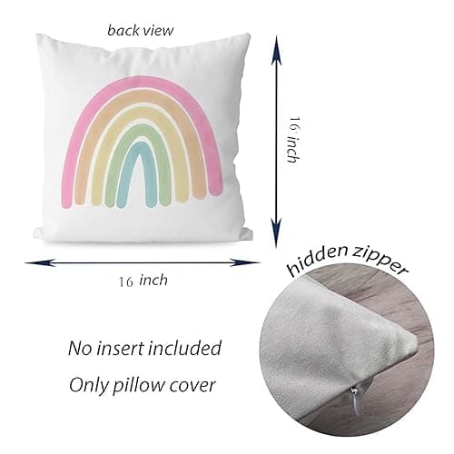 KEUSPI Rainbow Pillow Covers Decor for Toddler Girl Bedroom Little Girl Room Decor Playroom Pillows for Girls Kid Rainbow Room Decor for Nursery Classroom Decor Pastel Pillow Covers 18x18 Set of 4 - Watercolor Sun Rainbow thumbnail 3
