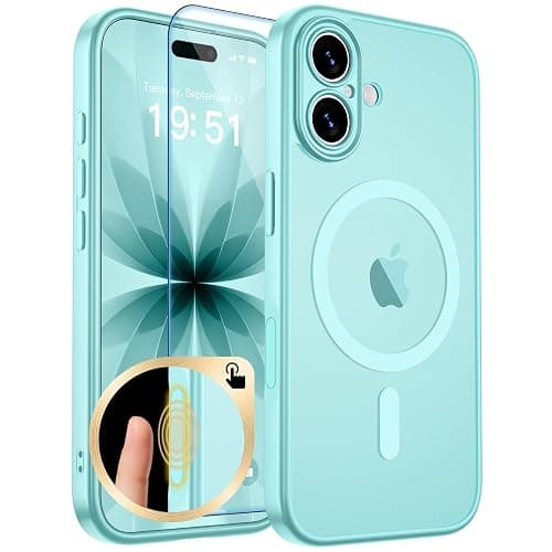 zapica Magnetic for iPhone 17 Case, Upgraded [Camera Control Button] [Full Camera Protection] [with 1 Screen Protector] Translucent Matte Shockproof Protective Phone Cover, Aqua Green - Image 1