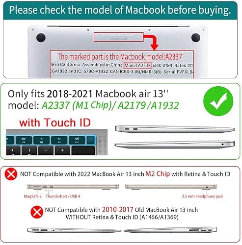 Teryeefi for MacBook Air 13 inch Case 2021 2020 2019 2018 Release A2337 M1 A2179 A1932, Sparkly Hard Shell Case Cover Compatible with MacBook Air 13 inch Retian Touch ID, Glitter Cherry Blossom Pink thumbnail 2