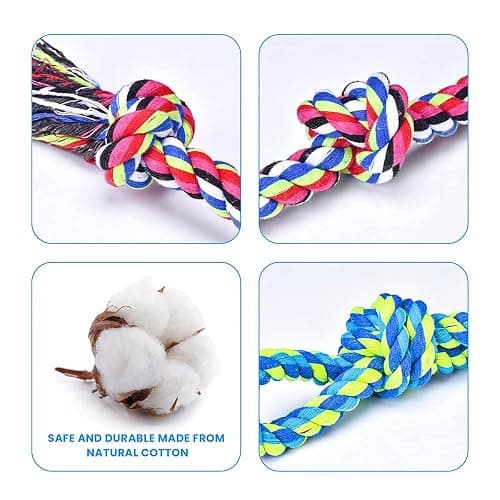 Feeko Heavy Duty Dog Rope Toys for Large Breed Aggressive Chewers, 2 Pack Indestructible Teeth Cleaning Tug of War Toy thumbnail 3