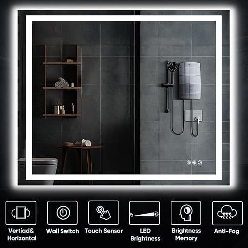 Homsion LED Bathroom Mirror, 40"x32" with Frontlit and Backlit Anti-Fog Mirror with Lights LED Vanity Mirror for Bathroom 3 Colors Temperature & Dimmable Bathroom Mirror with HD Tempered Glass thumbnail 6