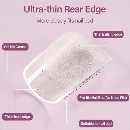 Misssix Short Square Gel Nail Tips Kit, 216Pcs Pre Etched Clear Nail Tips | Full Cover False Nail 9-in-1 Gel Glue and Portable Mini U V Nail Lamp for Women 12 Sizes thumbnail 4