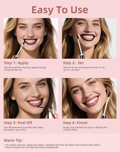 KIMUSE Lip Stain, Long Lasting Lip Stain Peel Off, Waterproof Peel Off Lip Liner Stain, Transfer-Proof Lip Tint Stain with Tweezer, Highly Pigmented Color, Matte Finish thumbnail 3