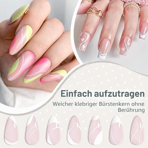 Vishine Set mit 2 klassischen weißen und schwarzen Gel-Farben für Nägel, Euphorie, dünner Pinsel für Gel-Nail-Art, Soak-off-Nail-Art-Set thumbnail 2