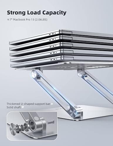 Lamicall Adjustable Laptop Stand, Portable Laptop Riser, Aluminum Laptop Stand for Desk Foldable, Ergonomic Computer Notebook Holder for MacBook Air Pro HP, Office Desk Accessories (10-17.3'')- Silver thumbnail 5