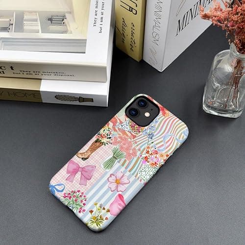 TnXee Case Compatible with iPhone 11,Fall Prevention Hybrid 2-Layer Hard Shell Cases for Girls Boys,Pink Bow Ribbon Collage thumbnail 6