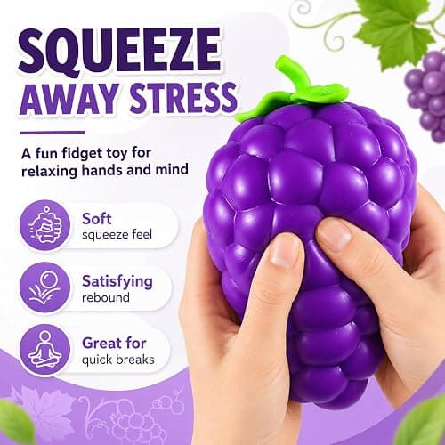 Giant Grape Squishy Toy, Slow Rising Stress Relief for Adults | Super Soft Slow Rising Grape Stress & Anxiety Relief Toy Durable, Washable, Reusable Great Gift thumbnail 3