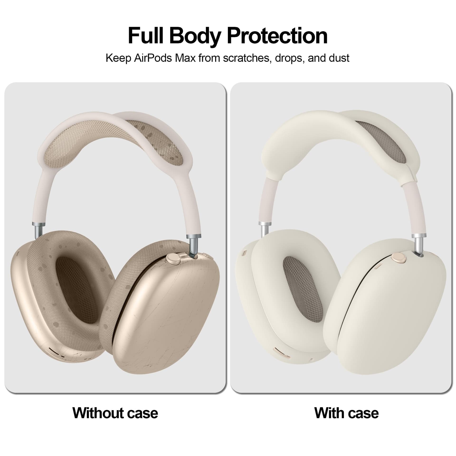 Silicone Cover for AirPods Max Headphones 2024, Soft Silicone & Anti-Scratch Protective Ear Cups Case/Ear Pad Cases/Headband Cover for Apple AirPods Max (Starlight) - Starlight thumbnail 5