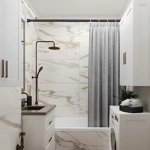 Black Spring Tension Curtain Rod 28-52 Inches, 7/8" Diameter Adjustable Shower Curtain Rod No Drill, Anti-slip Heavy Duty Spring Curtain Rod for Windows Bathroom Kitchen Closet Doorway thumbnail 7