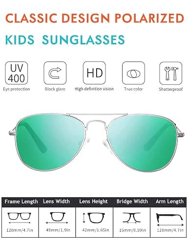 Kids Polarized Sunglasses Pilot for Boys and Girls with Case UV 400 Protection Youth Eyewear Teens Age 2-12 thumbnail 2