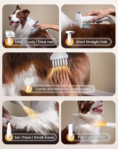 Oneisall 8 in 1 Dog Vacuum & Dryer for Shedding Grooming, Pet Clippers With Metal Blades, Adjustable Speed and Temperature Control Blower thumbnail 5