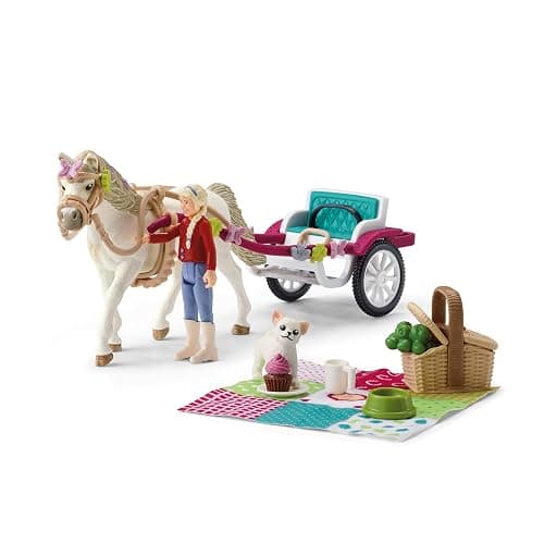 schleich Horse Club - 32PC Cute Carriage Playset with Pony Figurine - Realistic Horse Coach Set with Toy Rider and Dog - Equestrian Set with Accessories for Imaginative Play - Kids Ages 5+ | 42467 thumbnail 3