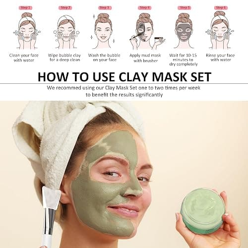 Ashlyn 3-Piece Mud Mask Set, Green Tea Mud Mask, Rose Mask Skincare Series, Dead Sea Foaming Deep Cleansing Mask, Firming Oil Control, Pore-Minimizing Skincare, 8.46 oz thumbnail 6