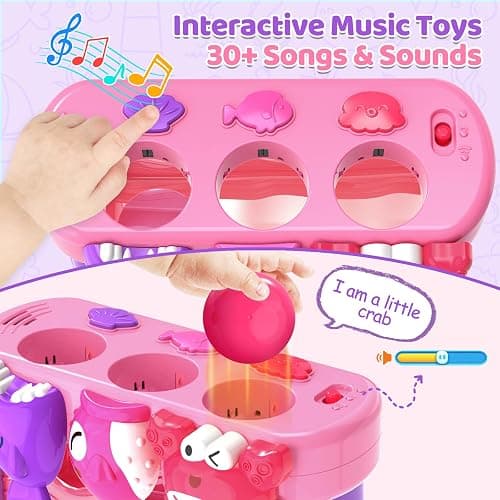 YEGEER Toys for 1 2 Years Old Girls, Musical Toys for 12-18 Months, Interactive Toddler, Montessori Toys, Christmas Birthday Gifts for Baby Kids Toddlers Age 1-2 Years Old (Pink) thumbnail 4