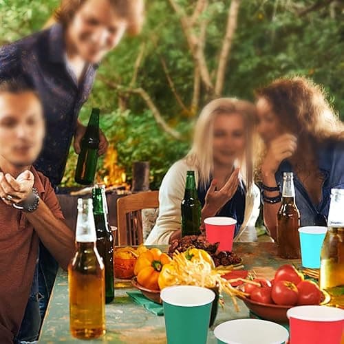 CYH 60 Pcs Disposable Paper Cups Party Cups, 9 Ounce Multicolor Drinking Cups Biodegradable and Compostable for Party DIY Holiday Wedding Birthday thumbnail 5