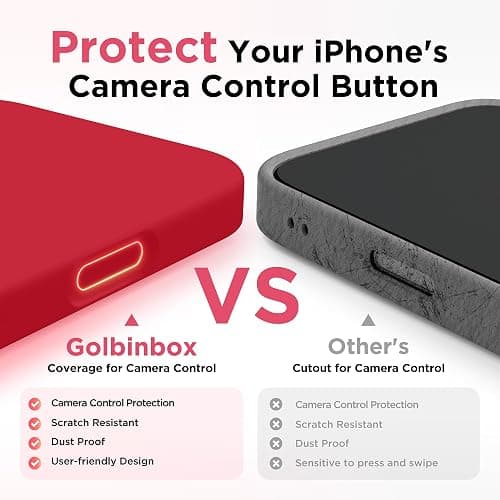 GolbinBox Magnetic for iPhone 16 Pro Case, Compatible with MagSafe, Screen Protector + Camera Lens Protector, Liquid Silicone Shockproof Protective Phone Case for iPhone 16 Pro 6.3", Red thumbnail 8
