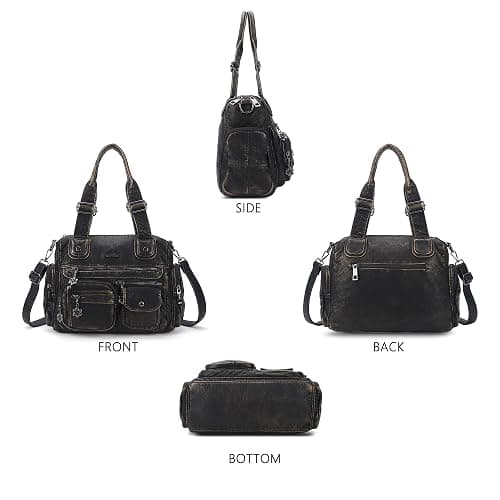 Angel Kiss Large Purses for Women Multi Pocket Hobo Handbag Ladies Tote Satchel Bag Soft Leather Shoulder Bag - Bronze thumbnail 6
