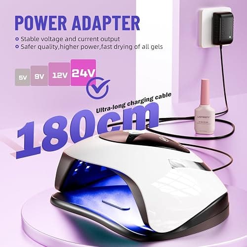 LadyMisty 268W UV LED Nail Lamp, 2026 Upgrade UV Light for Gel Nails with 57 Beads, Nail Dryer with 4 Timer Setting & LCD Touch Display, Professional Nail Lamp – Best Gifts (Black) thumbnail 4