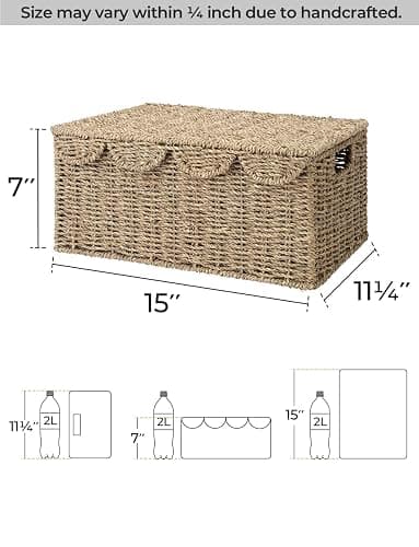 StorageWorks Scalloped Edge Wicker Basket for Bathroom, Seagrass Storage Baskets for Bathroom, Living Room, Bedroom, 15" L x 11 ¼" W x 7" H thumbnail 3