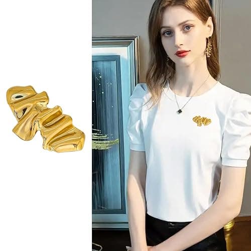 Gold Irregular Brooch Pins for Women Fashion,Funny Large Statement Brooch,Fashion Emo Accessories Unique Geometric Retro Jewelry Gift Clothing Accessories Jewelry thumbnail 6